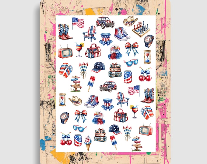 4th of July - Waterslide Nail Decals - Independence Day