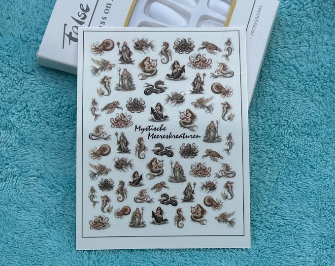 Nail Decals (Water-Slide) – Mystical Sea Creatures, Fantasy Creatures