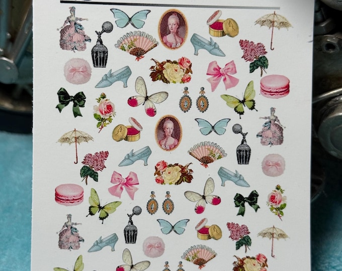 Vintage Water Slide Nail Stickers, Vintage Marie Antoinette Versailles Nail Decals