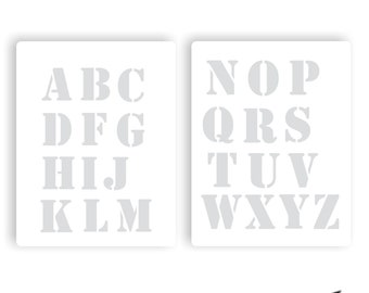 DIN A4 Schablone Namen ABC Groß Buchstaben Text Schrift Vorlagen Alphabet Schriftschablonen Basteln Stencil Buchstaben Schablonen