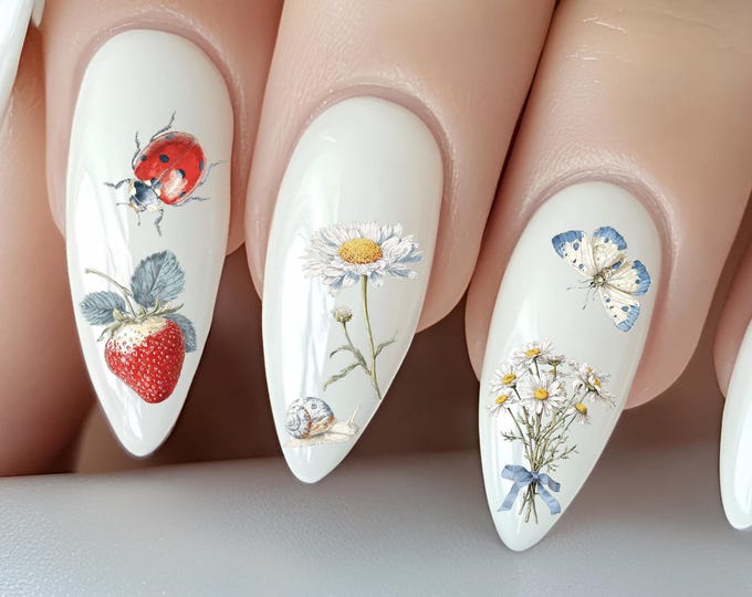 Vintage Cottagecore Water Slide Nail Stickers, Water Slide Stickers for Nails, Garden Nail Stickers, Rustic, Country House, Mushroom