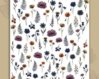 Botanical Wildflower & Nature-Inspired Nail Art Water-Slide Decals / Nail Stickers