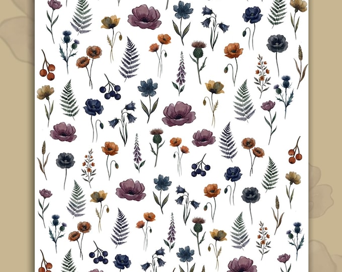Botanical Wildflower & Nature-Inspired Nail Art Water-Slide Decals / Nail Stickers