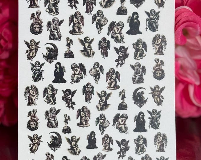 Nail Decals (Water-Slide) – Cute Gothic Angels, Guardian Angels, Fallen Angels Nail Art