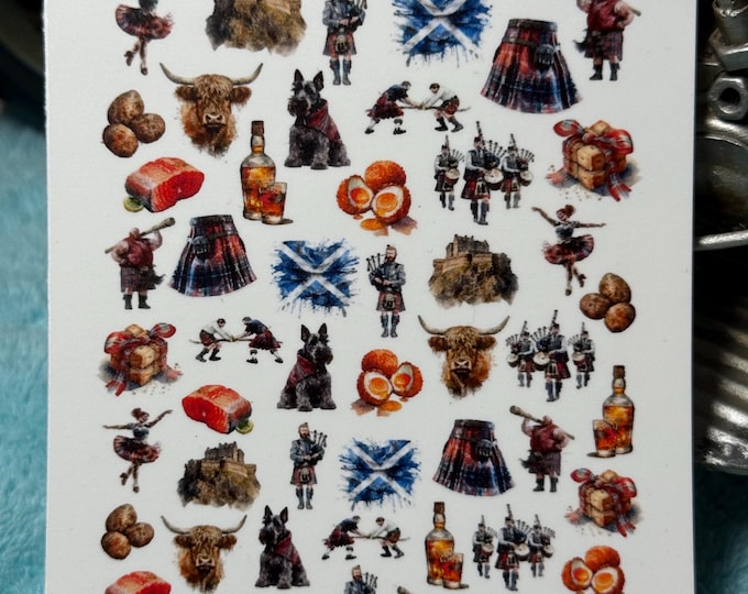 Scotland Water Slide Nail Stickers, Nail Art Stickers Haggis, Scottish Culture, Whisky