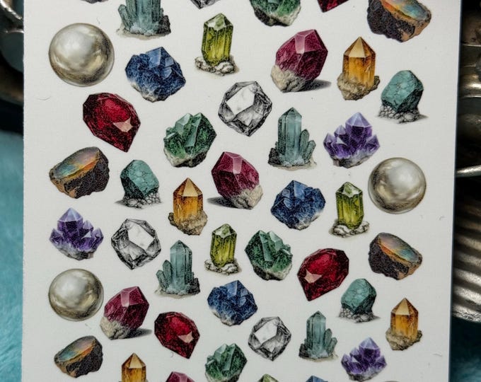 Vintage Birthstone Water Slide Nail Stickers, Water Slide Stickers for Nails, Gemstone Nail Art Stickers, Crystal Stone