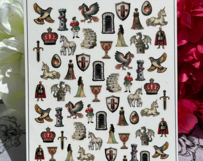 Water Slide Nail Stickers Fantasy Medieval, Dragon Nail Stickers, Dragon Eggs, Fairy Tale XL
