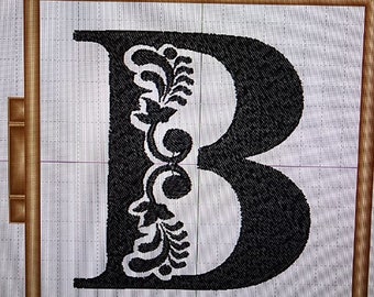 B alphabet digital embroidery design for embroidery machines. Ready to download file