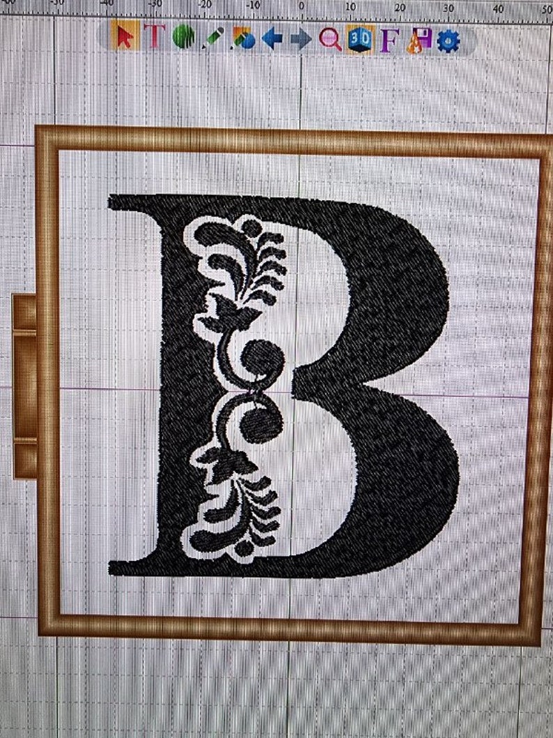 B Alphabet Stickdatei für Stickmaschinen. Bereit zum Herunterladen der Datei Bild 1