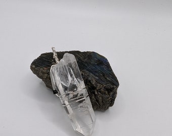 lemurian quartz hand wrapped pendant