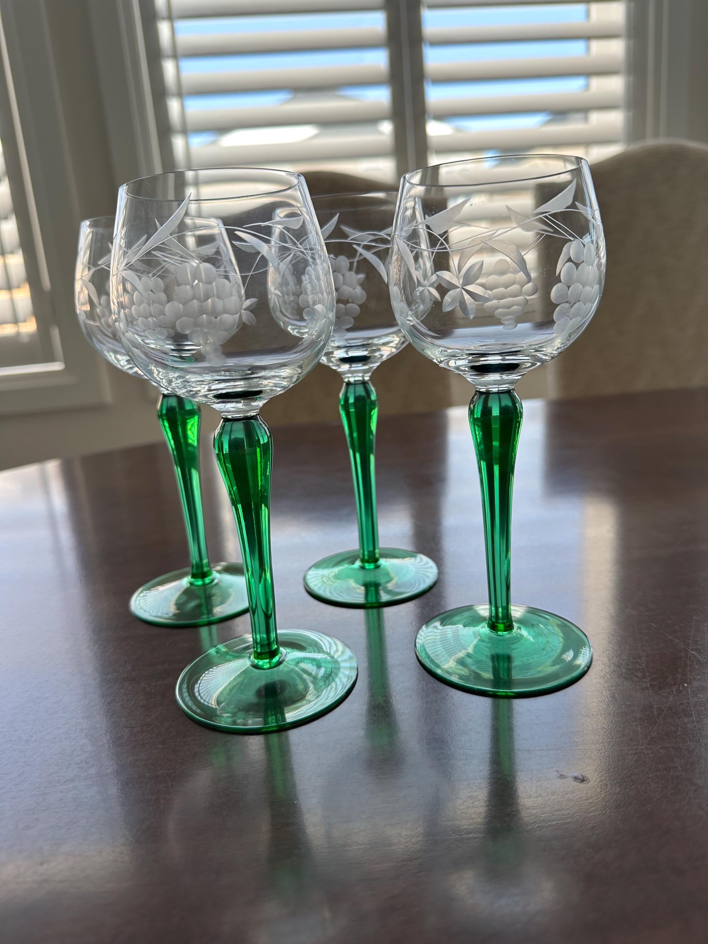 German green stem wine glasses - Etsy 日本