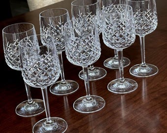 Set med 8 vintage Bohemia-vinglas i tung kristall med diamantslipning