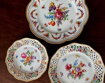 未使用』　Schumann Bavaria 『Kinmokusei』　取皿　5枚 SCHUMANN-ARZBERG-BAVARIA Candy Bowl * Reticulated Porcelain Plate