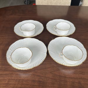 Set aus 4 Vintage Hammersley Porzellan Tellern und Tassen