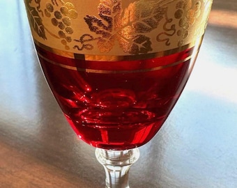 Vintage Crystal Ruby Red Handblown Wine Glasses 4 For 85 CAD