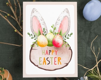 Happy Easter Bunny Greeting Card, Funny Easter Card, Digital Easter Card Printable Easter Rabbit Card, Easter Egg Hunt, Easter Postcard