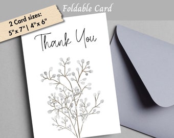 Simple Thank You Card Gratitude Card Printable Thank You Card Minimalist Aesthetic Thank You Card Friendship Card Botanical Card