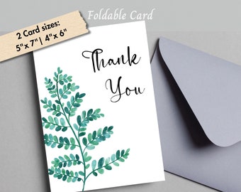 Printable Thank You Card Gratitude Card Appreciation Simple Thank You Card Botanical Minimalist Aesthetic Thank You Card Friendship Card