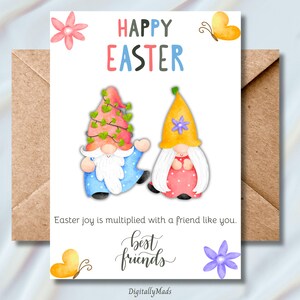 Biglietto di auguri pasquale con gnomo del migliore amico, biglietto di auguri speciale per gli gnomi pasquali, biglietti di auguri pasquali con gnomi, biglietto di auguri pasquale divertente, regalo di apprezzamento dell'amicizia
