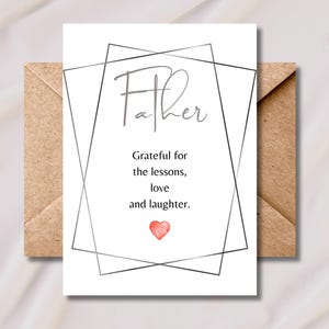 Father's Day Card, Fathers Day Card, Father Birthday Card, Father Quotes, Appreciation Gift Card, Printable Greeting Card, Heart Note Cards