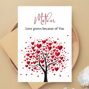 Happy Mother's Day Card Mothers Day Card Mother Birthday Card Mother Quotes Gift for Mom Printable Greeting Card Heart Note Cards