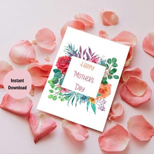 Tarjeta del Día de la Madre, tarjeta floral para el Día de la Madre, regalo para mamá, tarjeta especial para madres, tarjeta imprimible para el Día de la Madre.