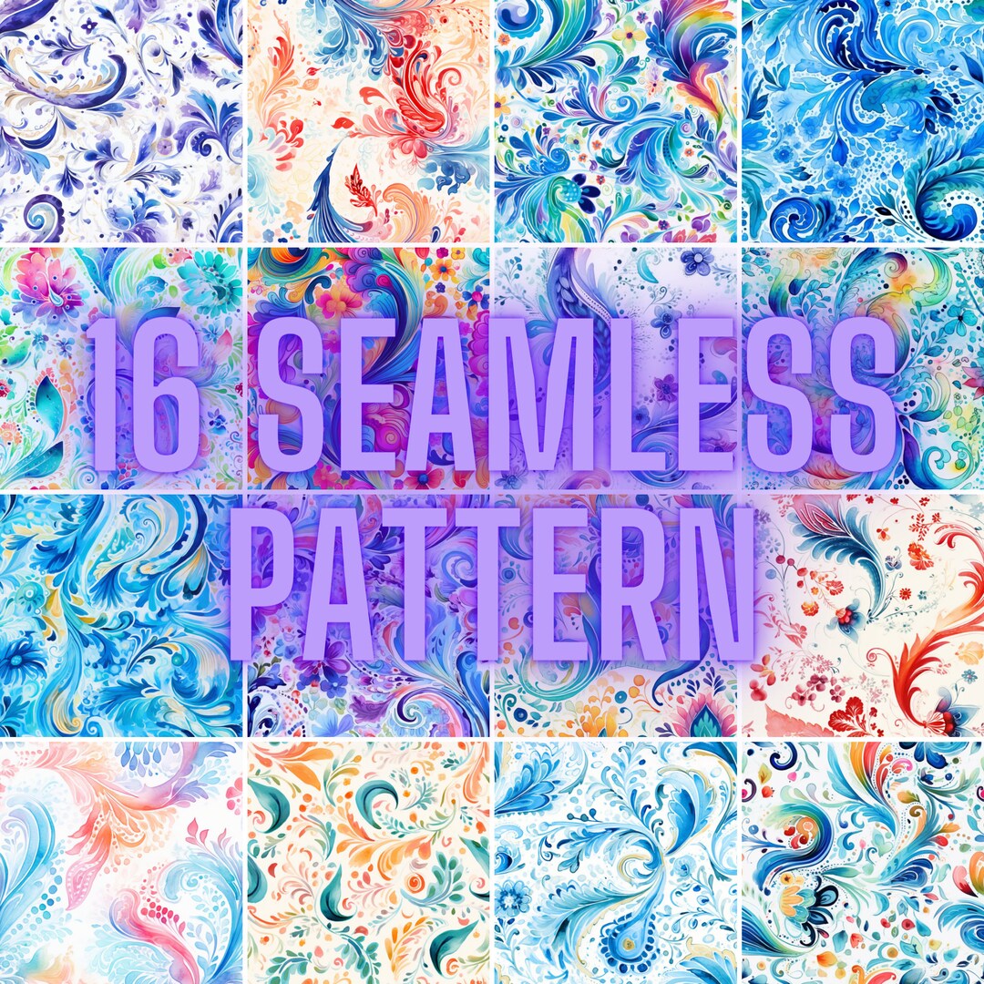 16 Watercolor Paisley Seamless Pattern Digital Image - Etsy