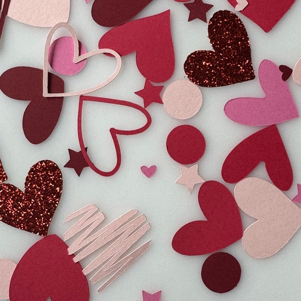 Heart confetti - Valentine’s Day - Galentine’s Day - love - party decor - glitter confetti - glitter decoration - 600 count - red/pink decor