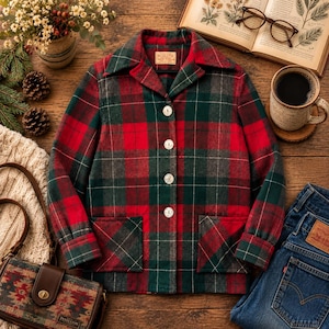 Vintage Pendleton Plaid Virgin Wool Blazer – Made in USA, Cottagecore Classic