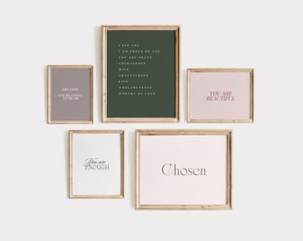 Inspirational Wall Art Print Set for Desk and Bedroom - Chic Mental Health Motivational Quotes to Download and Print