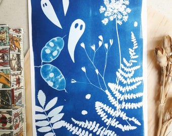 Cyanotype A5 &quot;dans les fougères&quot;