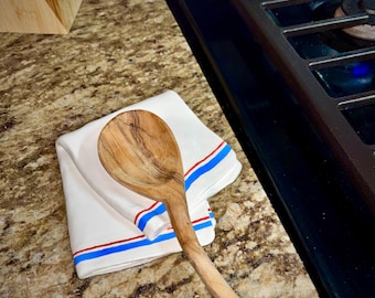 Reposacucharas de cerámica, regalo de inauguración, decoración de cocina rústica, diseño de paño de cocina a rayas