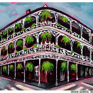 French Quarter Art Print: Colorful New Orleans Street Scene