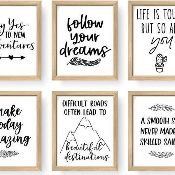 Motivational Templets 'Pack of 6' | Quotes digital print for wall decor and home and living ( instant download )
