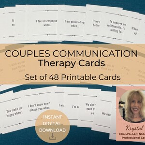 Couples Communication Therapy Cards - Set of 48 Printable Digital Cards