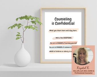 Counseling Confidentiality Print, Therapist Office Decor (Digital Download)