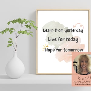 Yesterday Today Tomorrow Printable, Office Wall Decor, Motivational Poster, Minimalist Wall Art, Inspirational Print