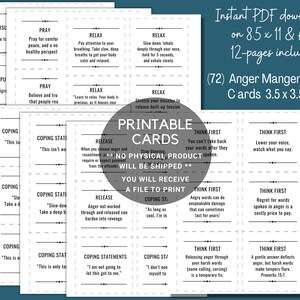 Anger Management Coping Cards, Therapy Tool (printable) - Etsy
