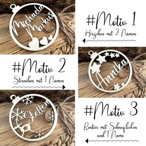 Bola de Navidad de madera personalizada I Bola de árbol de Navidad con nombre I Etiqueta de regalo I Grabado | grabado | Regalo de Navidad personalizado