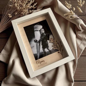 Personalized picture frame with wooden insert - Picture frame with engraved wooden passepartout (Personalized gift)