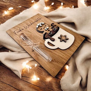 Cadeau de Noël Je souhaite un pain d'épice accompli, une carte-cadeau en argent en bois, en chêne, un tube à essai, fait à la main, un emballage cadeau original