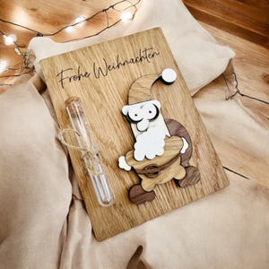 Cadeau de Noël Je souhaite réaliser le Père Noël, cadeau d'argent, carte-cadeau en bois, fait à la main, Père Noël