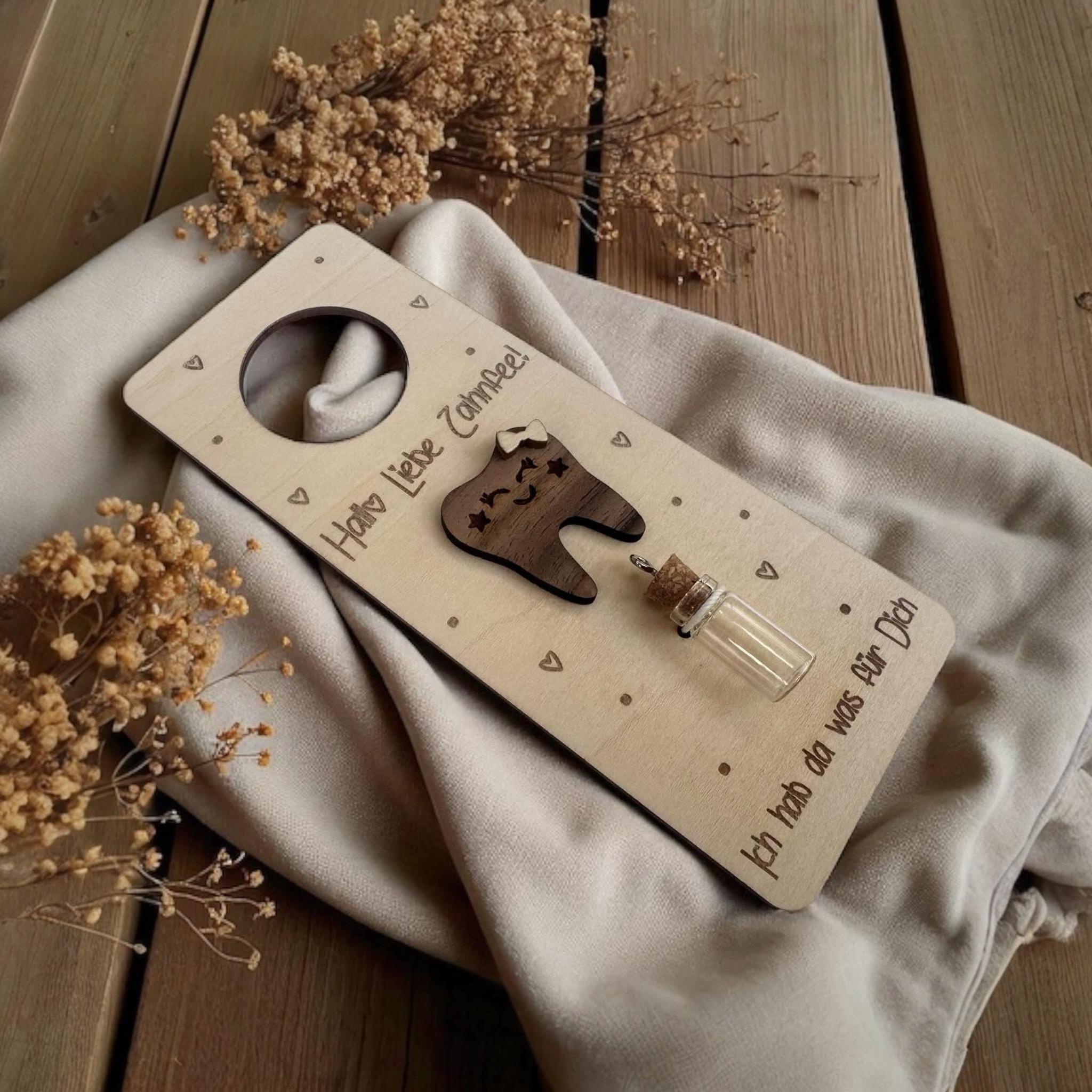 Zahnfee Tür Set - Mit Briefkasten & Milchzahndose Aus Holz