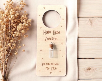 Hello dear tooth fairy I Handmade door hanger I Door sign for the tooth fairy I Personalized with desired text and name I Milk teeth