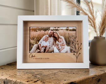 Marco de fotos personalizado con inserto de madera - Marco de fotos con paspartú de madera grabado (Regalo personalizado)