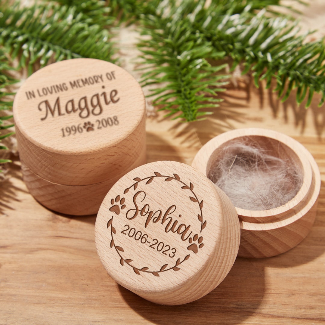 Wooden Dog Hair Memorial Box Personalised Pet Fur Keepsake Etsy