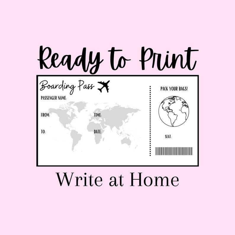 Digital Boarding Pass Template PDF Ready to Print - Etsy