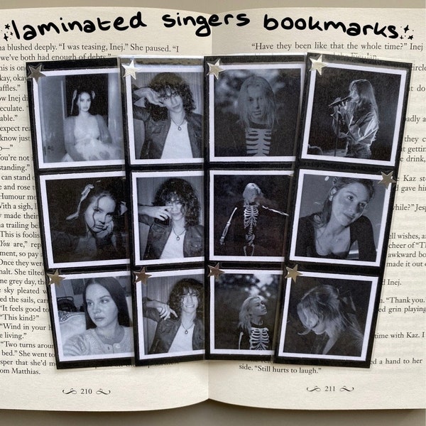 customizable laminated singers bookmark with star stickers / gracie abrams, phoebe bridgers, lana del rey, conan gray