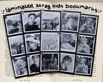 customizable laminated stray kids bookmark with star stickers / ot8 and all members