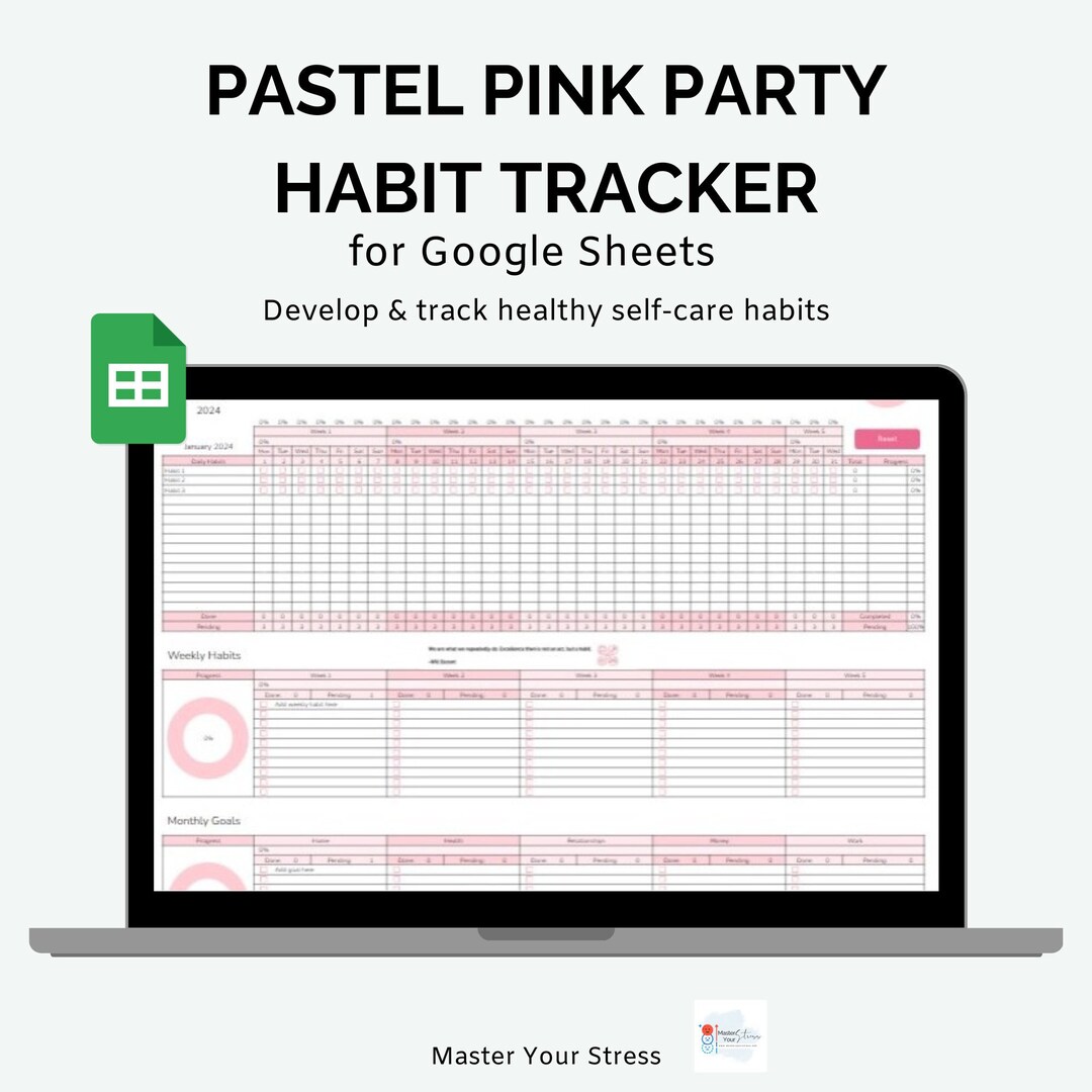 Pastel Pink Habit Tracker: Daily & Weekly Planner (google Sheets) - Etsy